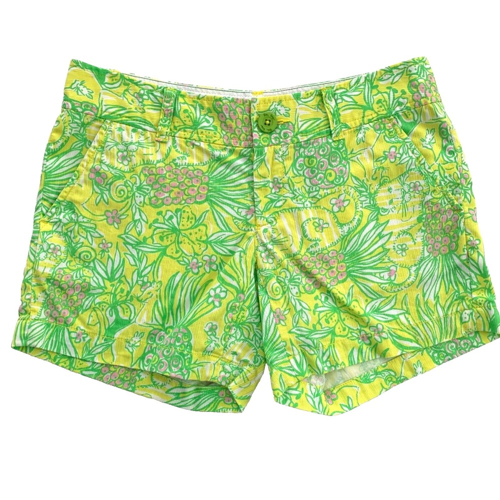 Lilly Pulitzer Callahan 5" Inseam Shorts sz 0 Cat‎ House Floral Cotton Mouse